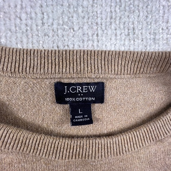 J. Crew Tan Cotton Crewneck Long Sleeve Sweater Men's Size L - Picture 14 of 16